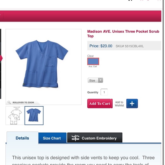 Ceil blue Unisex Scrub Top - Madison Ave - Picture 1 of 4